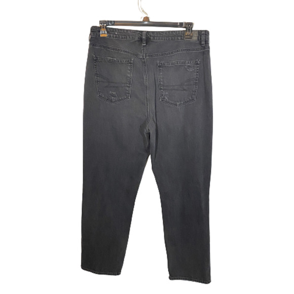 American Eagle Outfitters Mom Straight Jean Black Distressed Ankle Length Sz 16 - Picture 11 of 11